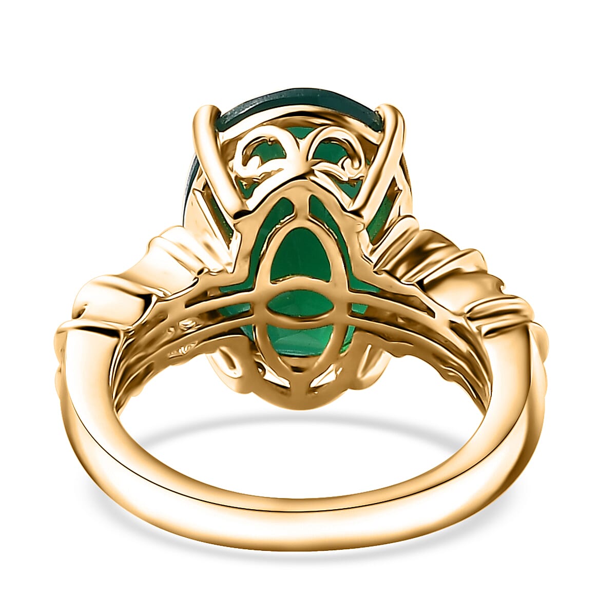 Verde Onyx 5.65 ctw Bamboo Ring in 18K Vermeil Yellow Gold Over Sterling Silver (Size 10.0) 