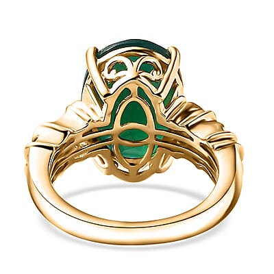Verde Onyx 5.65 ctw Bamboo Ring in 18K Vermeil Yellow Gold Over Sterling Silver (Size 10.0) 