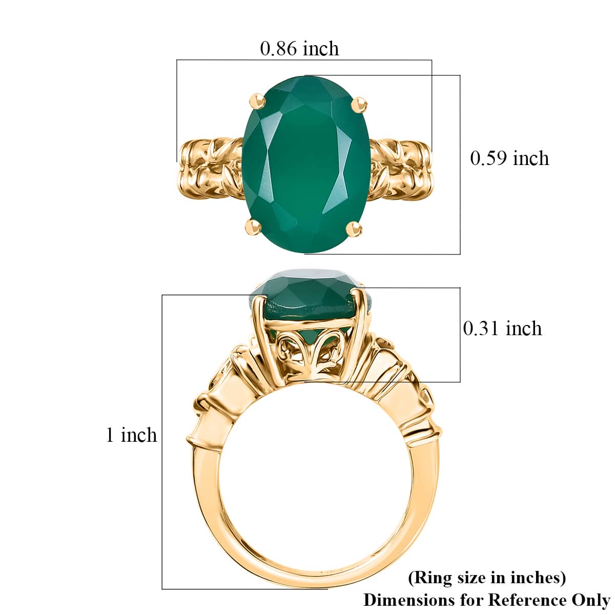 Verde Onyx 5.65 ctw Bamboo Ring in 18K Vermeil Yellow Gold Over Sterling Silver (Size 10.0)  image number 5