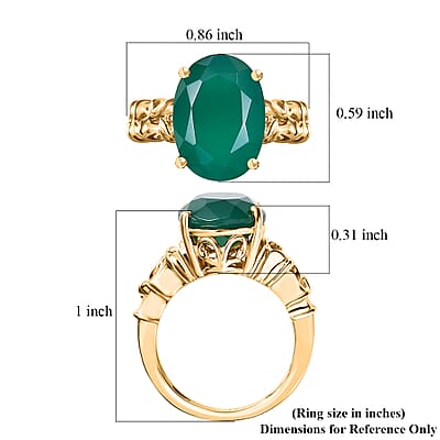 Verde Onyx 5.65 ctw Bamboo Ring in 18K Vermeil Yellow Gold Over Sterling Silver (Size 10.0) 