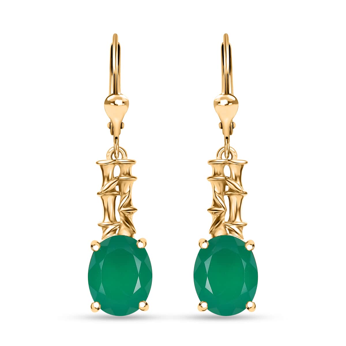 Verde Onyx 4.15 ctw Bamboo Earrings in 18K Vermeil YG Over Sterling Silver  image number 0