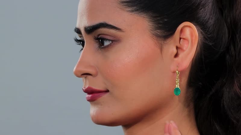 Verde Onyx 4.15 ctw Bamboo Earrings in 18K Vermeil YG Over Sterling Silver