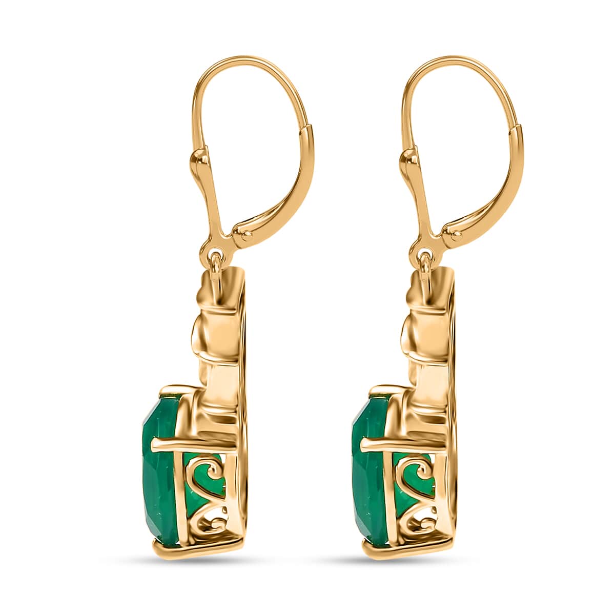 Verde Onyx 4.15 ctw Bamboo Earrings in 18K Vermeil YG Over Sterling Silver  image number 3