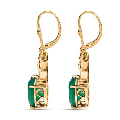 Verde Onyx 4.15 ctw Bamboo Earrings in 18K Vermeil YG Over Sterling Silver 