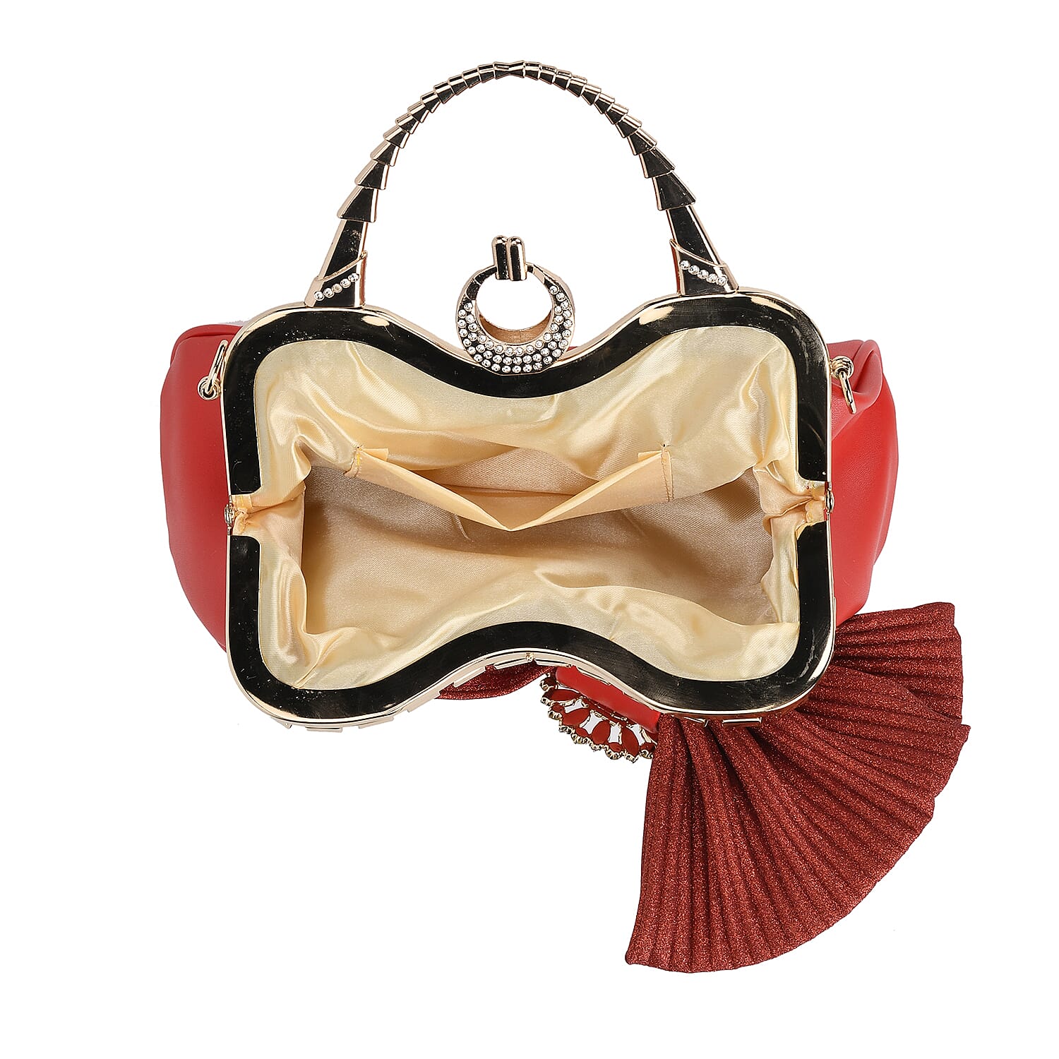 Miggie D Red Fashionable Crystal Clutch Bag with Bow