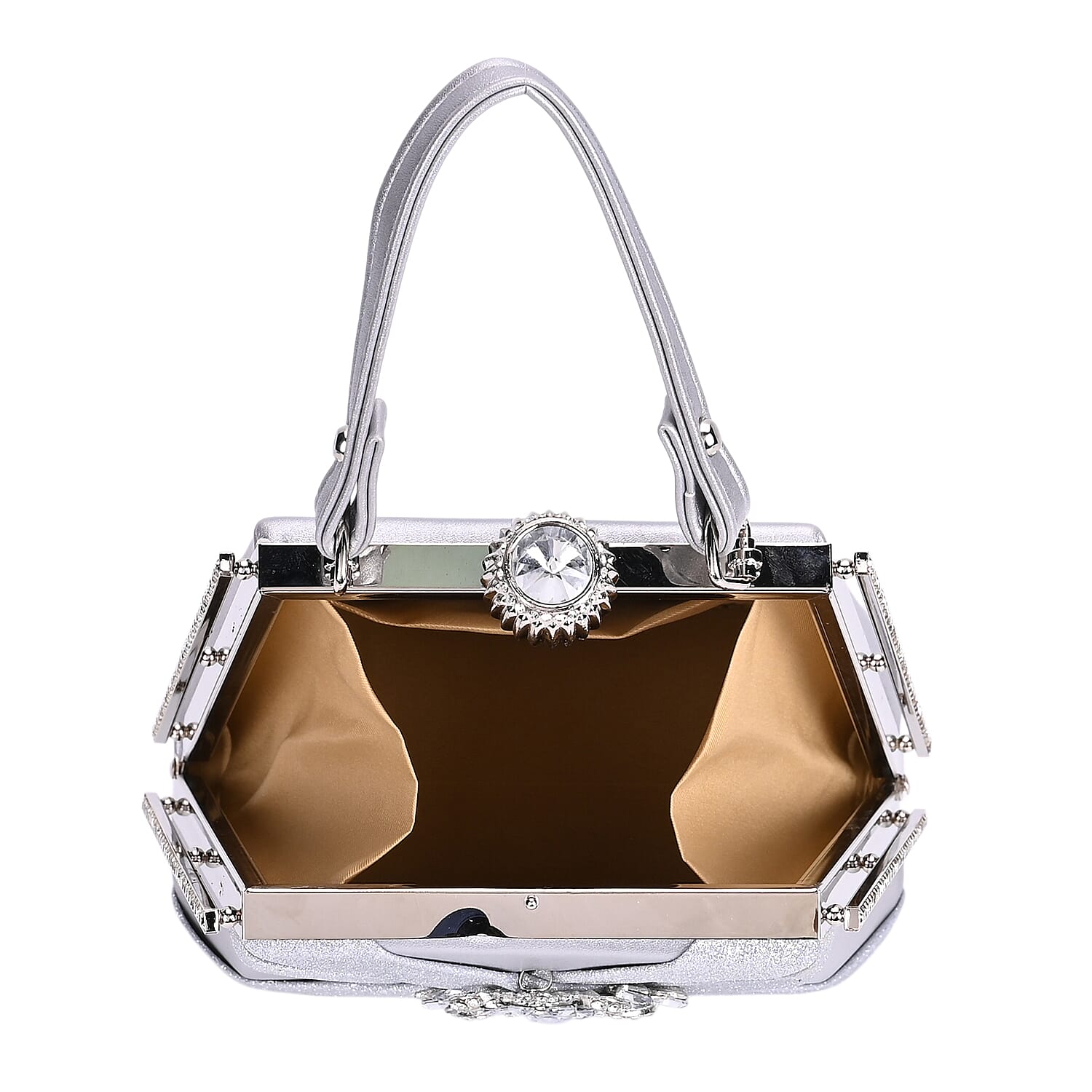 Silver Fashionable Designer Crystal Tassels Clutch Bag with Shoulder Chain Strap