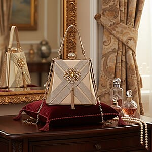 Gold Fashionable Designer Crystal Tassels Clutch Bag with Shoulder Chain Strap
