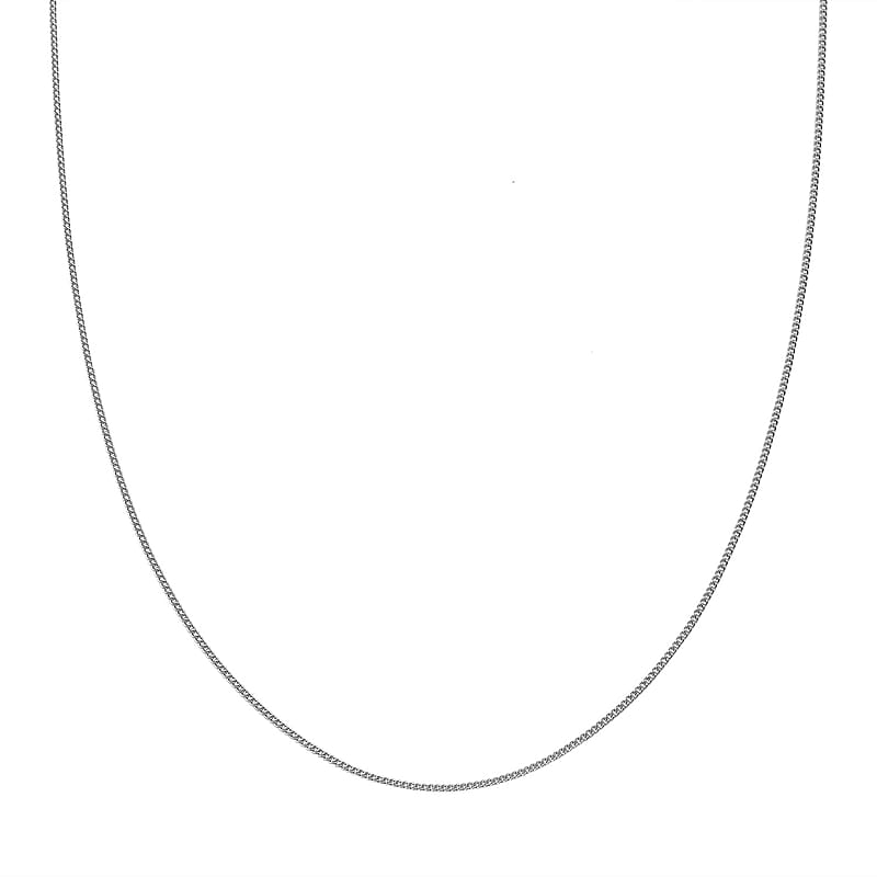 Rhodium Over Sterling Silver Cube Chain 20 Inches 1.75 Grams