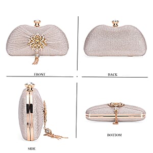 Miggie D Pink Crystal Tassel Clutch Bag with Shoulder Chain