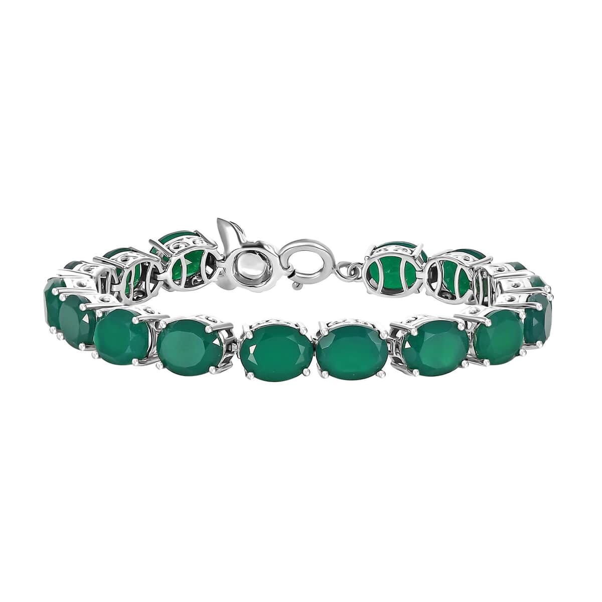 Verde Onyx and Thai Black Spinel 28.25 ctw Bracelet in Rhodium Over Sterling Silver (6.50 In) image number 0