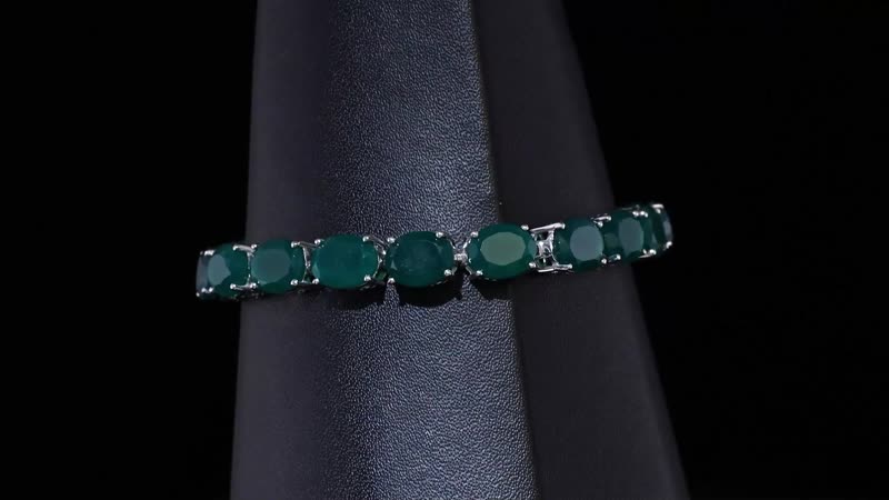 Verde Onyx and Thai Black Spinel 28.25 ctw Bracelet in Rhodium Over Sterling Silver (6.50 In)