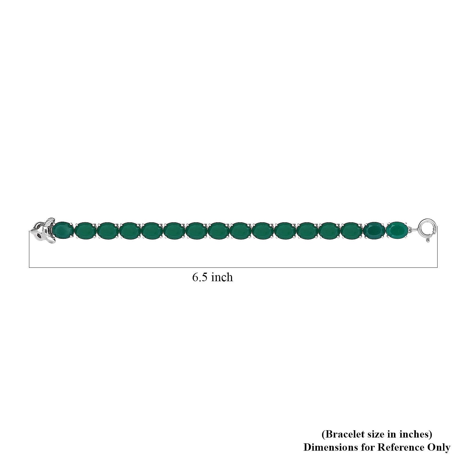 Verde Onyx and Thai Black Spinel 28.25 ctw Fox Bracelet in Rhodium Over Sterling Silver (6.50 In)