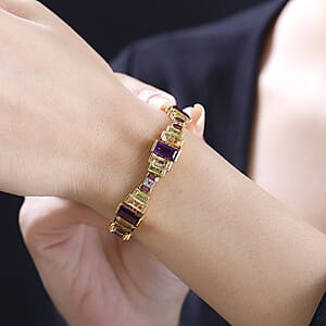 D'Joy Multi Gemstone 30.30 ctw Bracelet in 18K Vermeil Yellow Gold Over Sterling Silver (7.25 In)