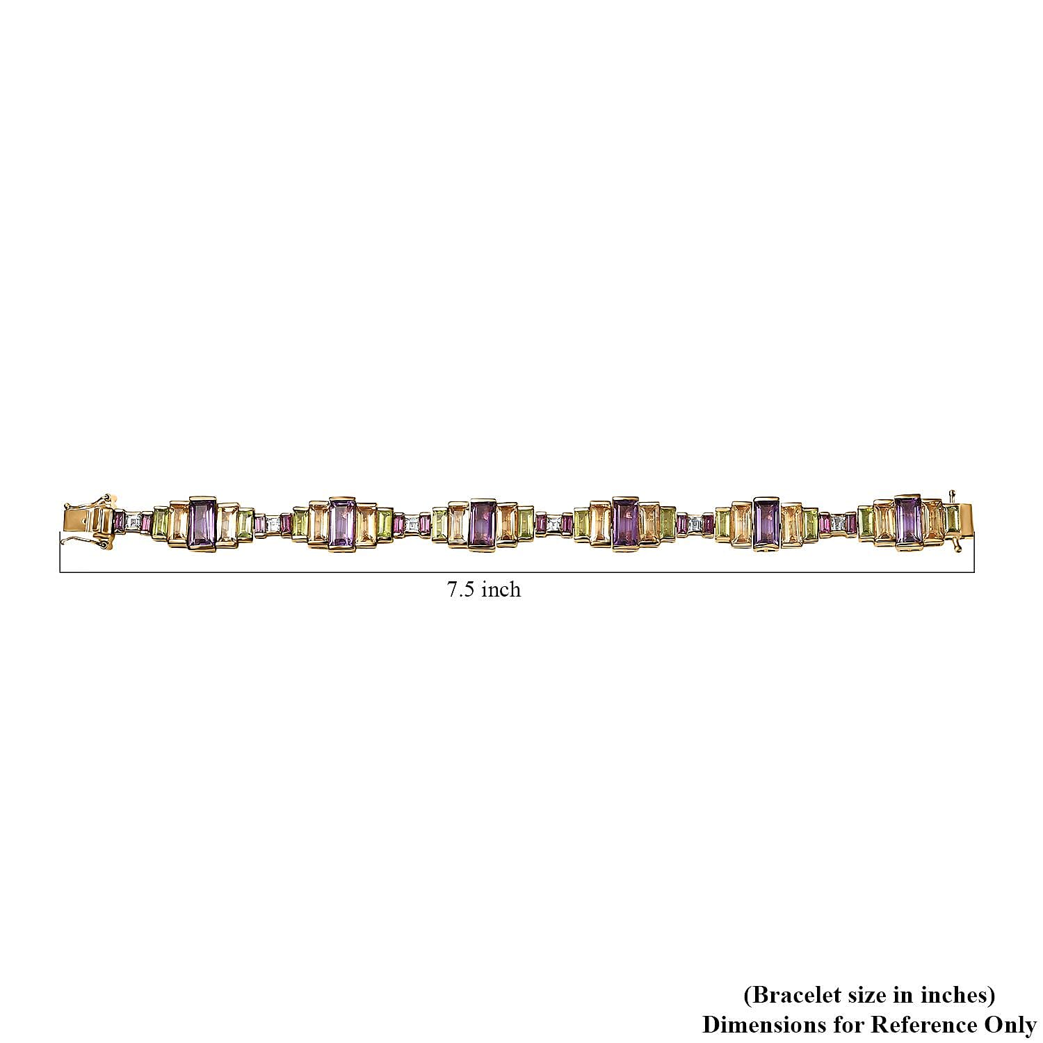 D'Joy Multi Gemstone 30.30 ctw Bracelet in 18K Vermeil Yellow Gold Over Sterling Silver (7.25 In)