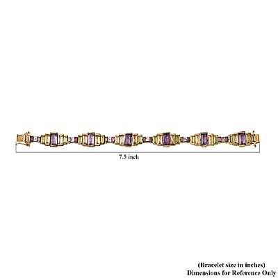 D'Joy Multi Gemstone 30.30 ctw Bracelet in 18K Vermeil Yellow Gold Over Sterling Silver (7.25 In)