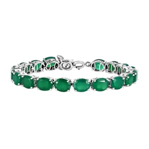 Verde Onyx and Thai Black Spinel 35.25 ctw Fox Bracelet in Rhodium Over Sterling Silver (8.00 In)