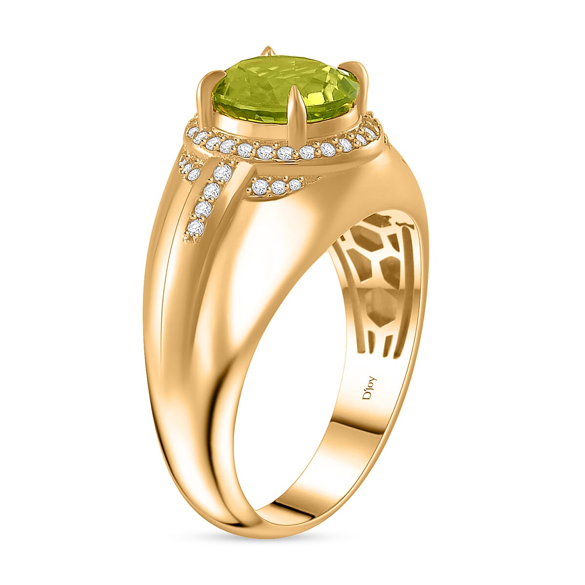Hebei Peridot and Moissanite 3.15 ctw Infinity Passage Men's Ring in 18K Vermeil Yellow Gold Over Sterling Silver (Size 10.0) image number 3