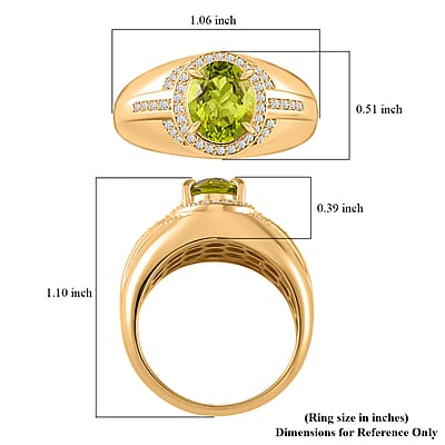 Hebei Peridot and Moissanite 3.15 ctw Infinity Passage Men's Ring in 18K Vermeil Yellow Gold Over Sterling Silver (Size 10.0)