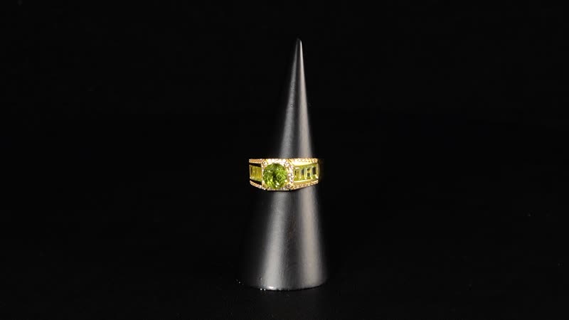 Peridot, White Zircon Ring in 18K Vermeil YG Over Sterling Silver (Size 8.0) 2.70 ctw