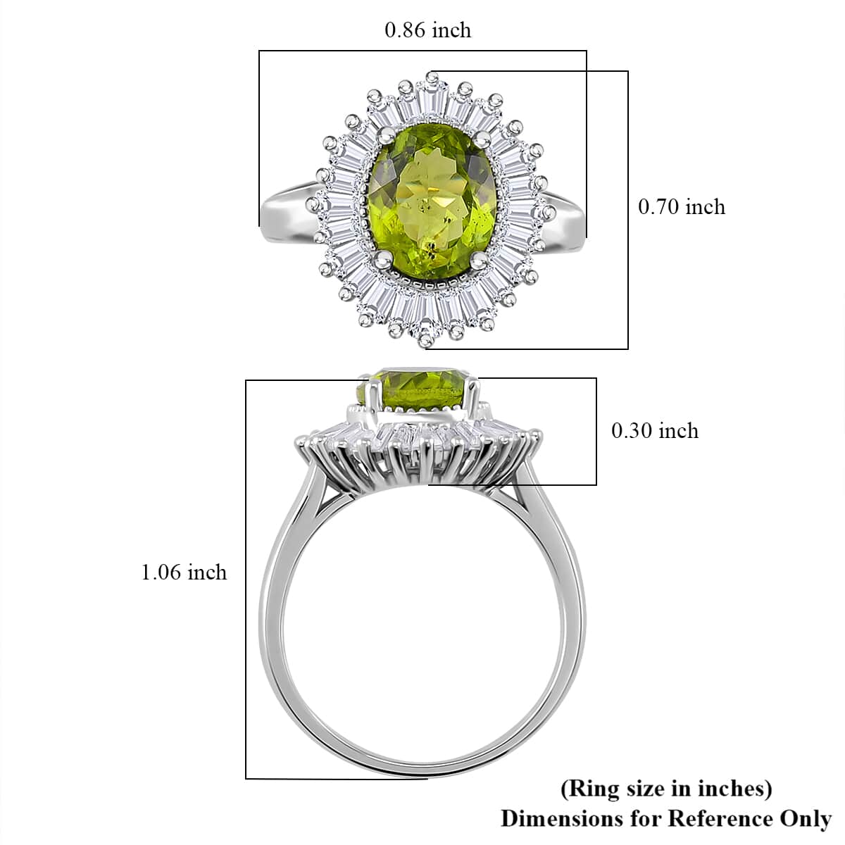 Hebei Peridot and Moissanite 3.75 ctw Victory Tribute Ring in Rhodium Over Sterling Silver (Size 10.0) image number 5