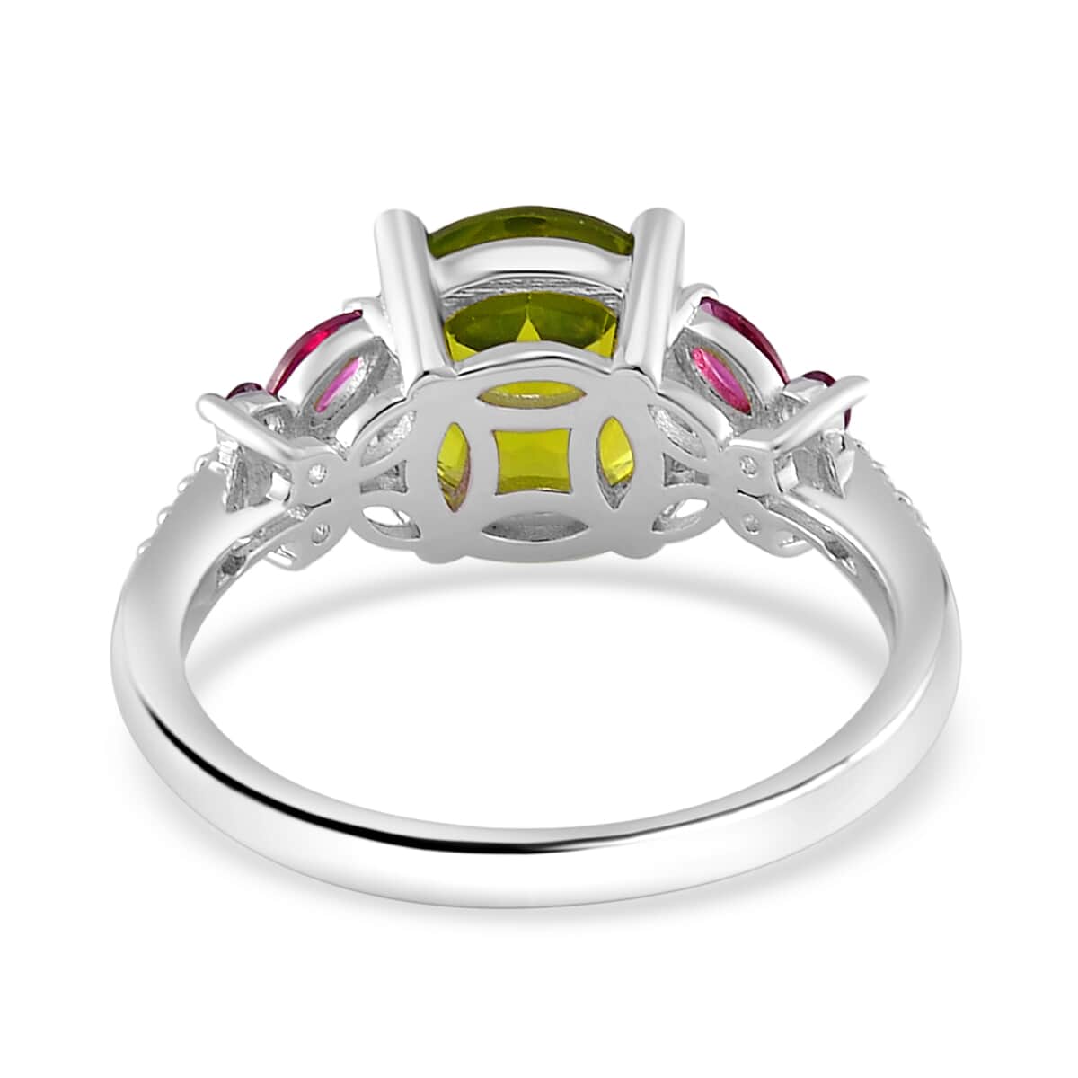 Peridot, Multi Gemstone Ring in Rhodium Over Sterling Silver (Size 8.0) 3.75 ctw image number 4