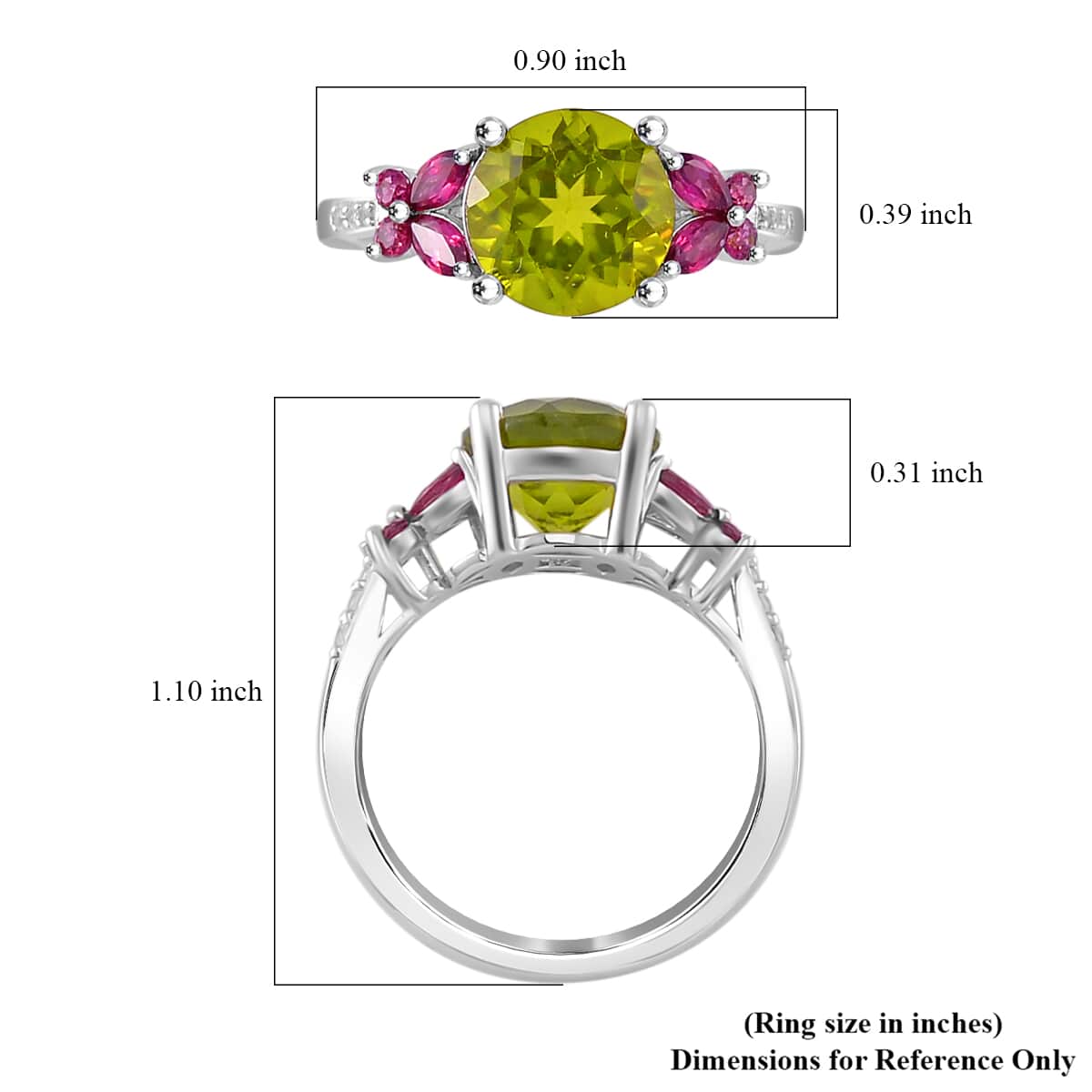 Peridot, Multi Gemstone Ring in Rhodium Over Sterling Silver (Size 8.0) 3.75 ctw image number 5