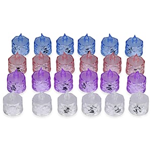 Set of 24 pcs Multi Color Candle with Warm Lights
