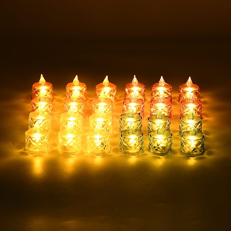 Ankur Treasure Chest Livmore Set of 24 pcs Multi Color Candle with Warm Lights