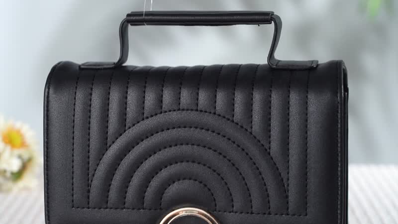 Black Faux Leather Crossbody Bag (8.3"x3.15"x5.7") with Shoulder Strap (47")