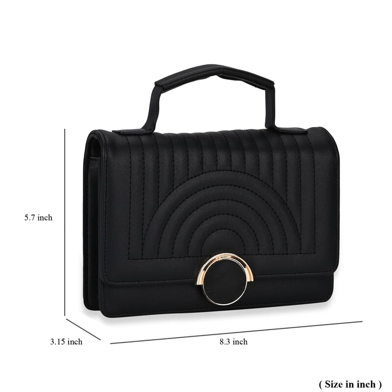 Black Faux Leather Crossbody Bag with Shoulder Strap 47 Inches
