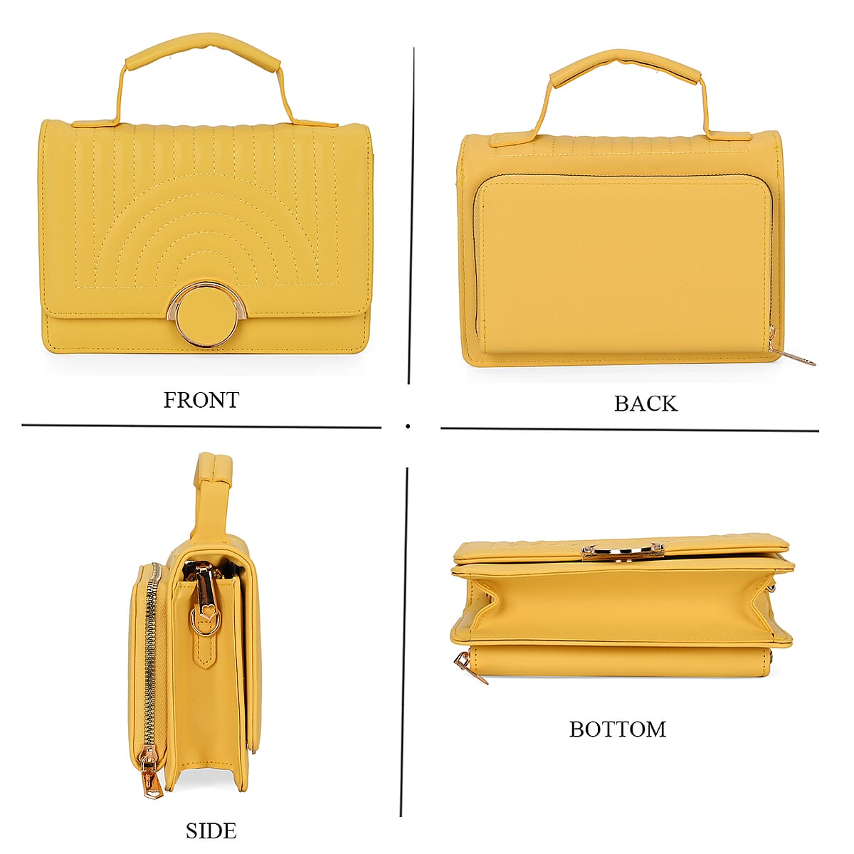 Yellow Faux Leather Crossbody Bag with Shoulder Strap 47 Inches image number 1