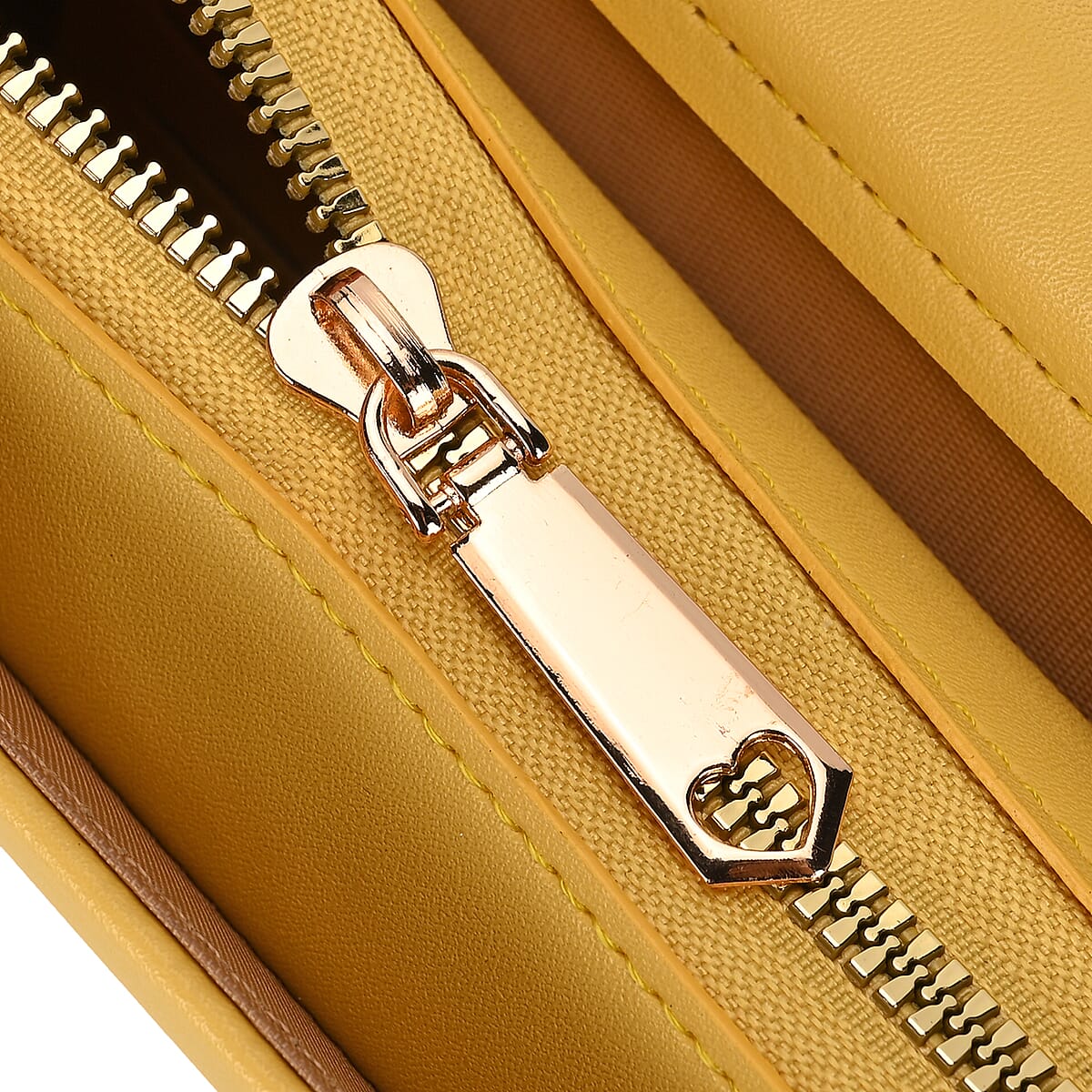 Yellow Faux Leather Crossbody Bag with Shoulder Strap 47 Inches image number 3