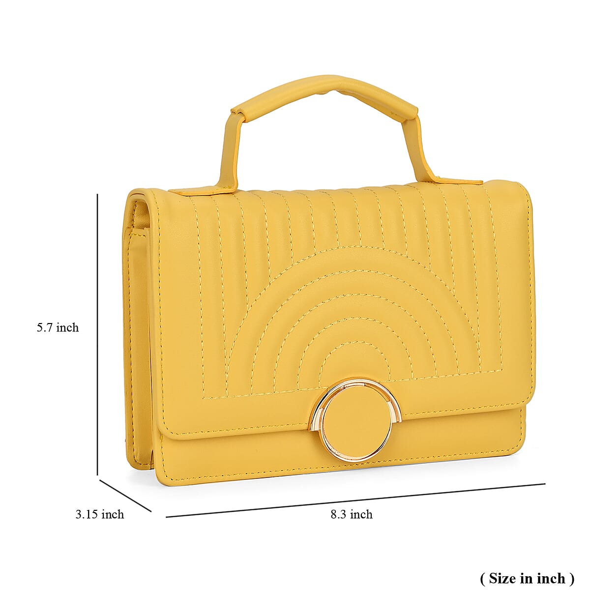 Yellow Faux Leather Crossbody Bag with Shoulder Strap 47 Inches image number 4