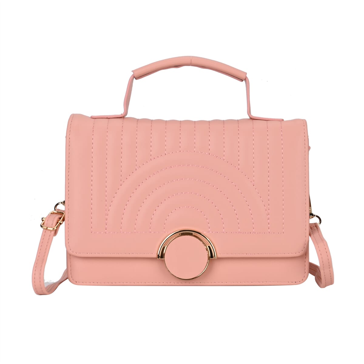 Pink Faux Leather Crossbody Bag with Shoulder Strap 47 Inches image number 0