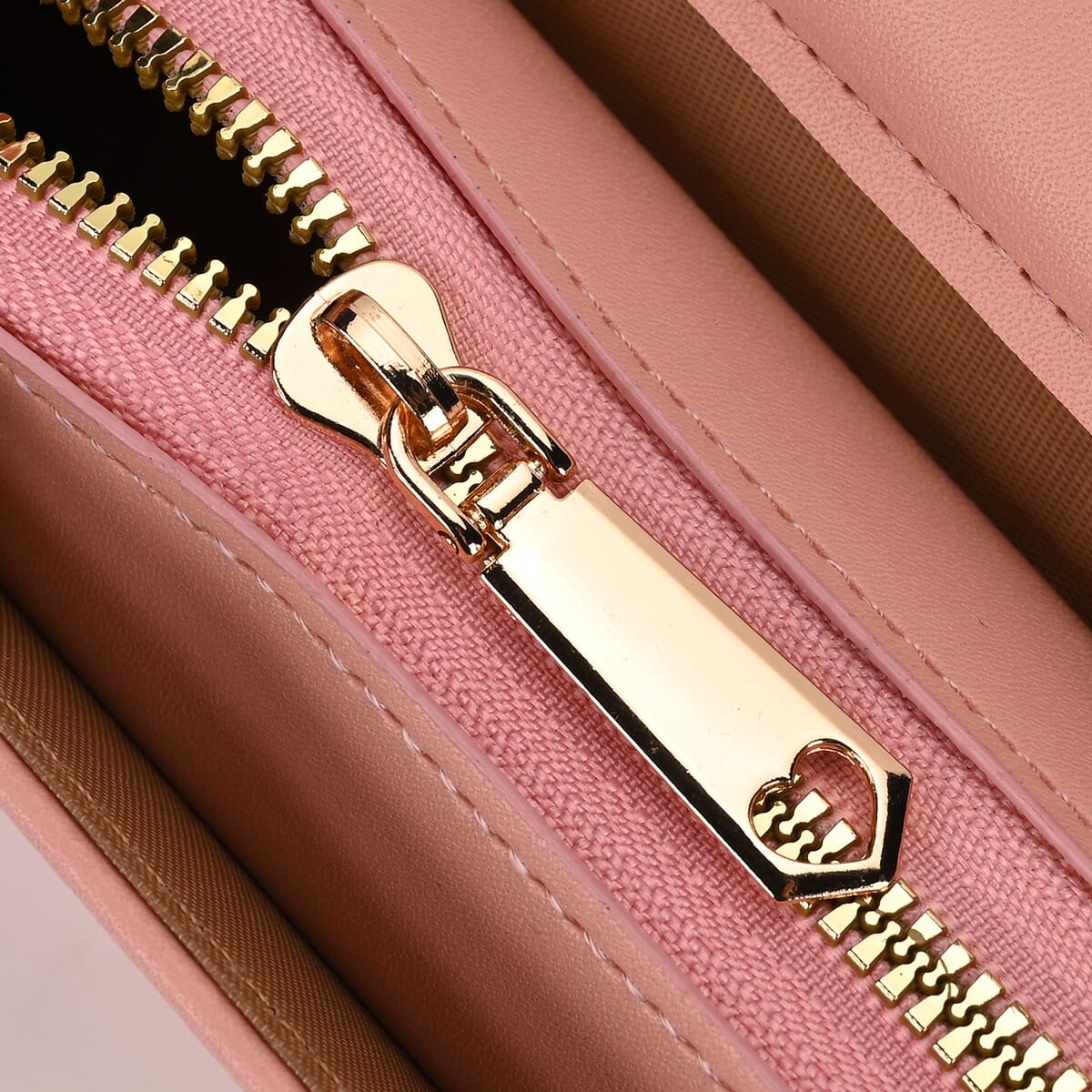 Pink Faux Leather Crossbody Bag with Shoulder Strap 47 Inches image number 3