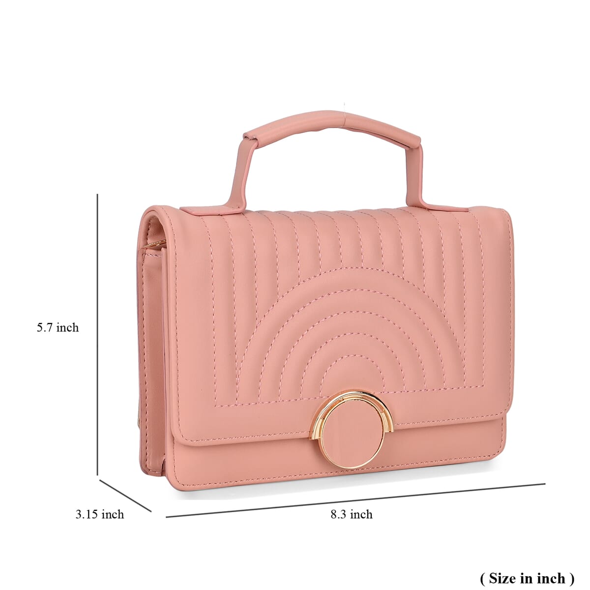 Pink Faux Leather Crossbody Bag with Shoulder Strap 47 Inches image number 4