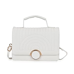 White Faux Leather Crossbody Bag with Shoulder Strap 47 Inches
