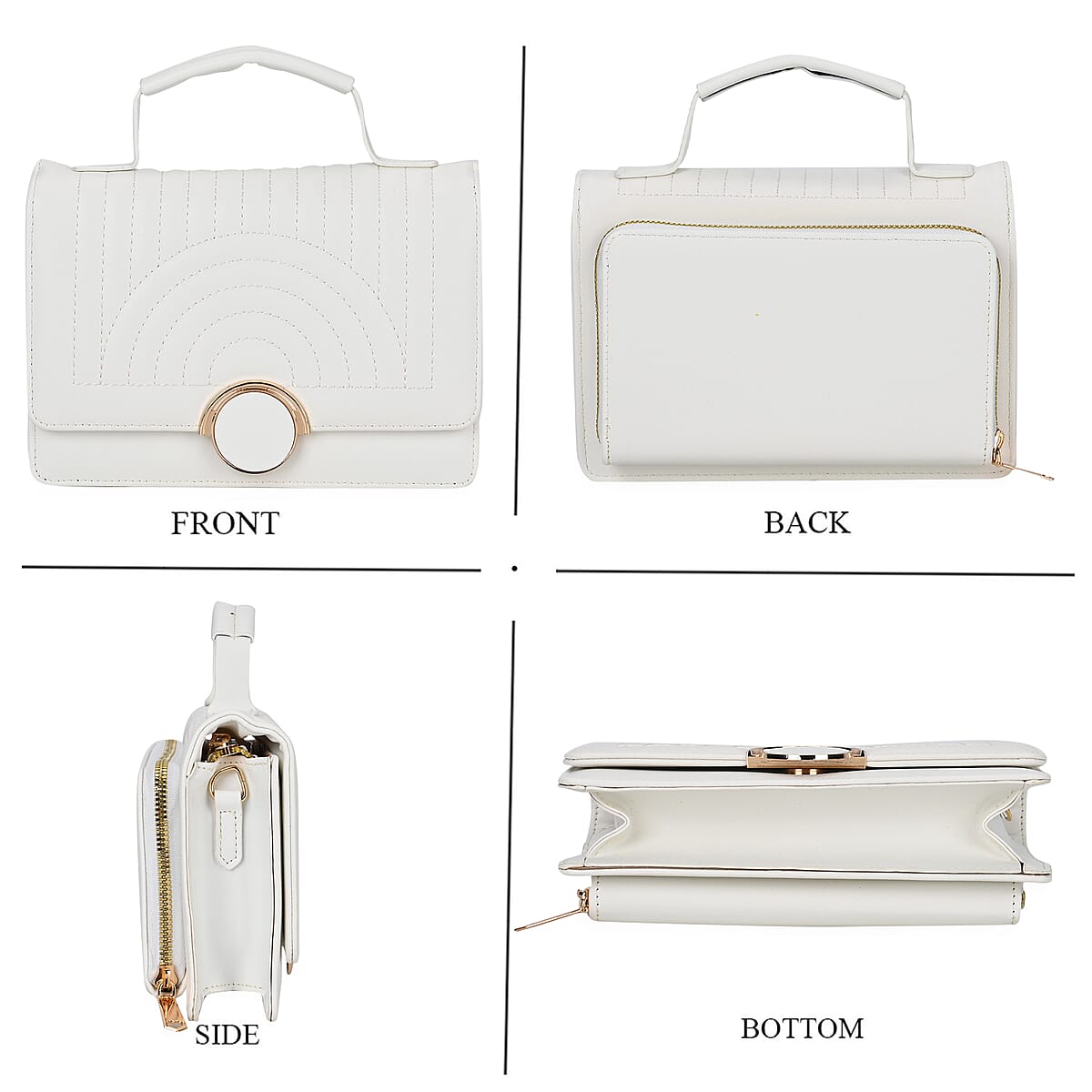 White Faux Leather Crossbody Bag with Shoulder Strap 47 Inches image number 3