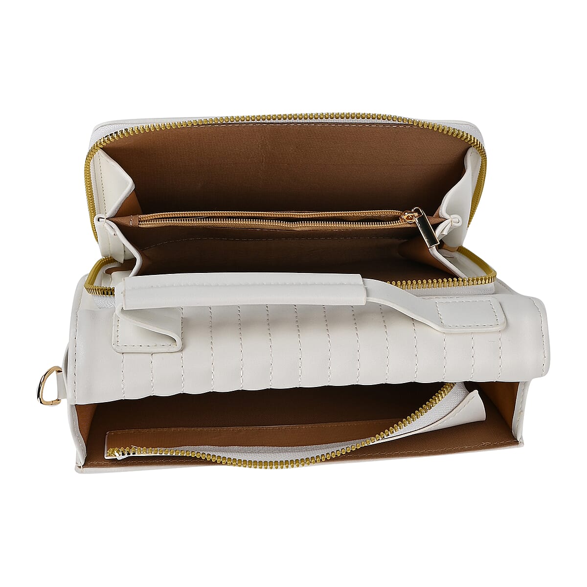 White Faux Leather Crossbody Bag with Shoulder Strap 47 Inches image number 4