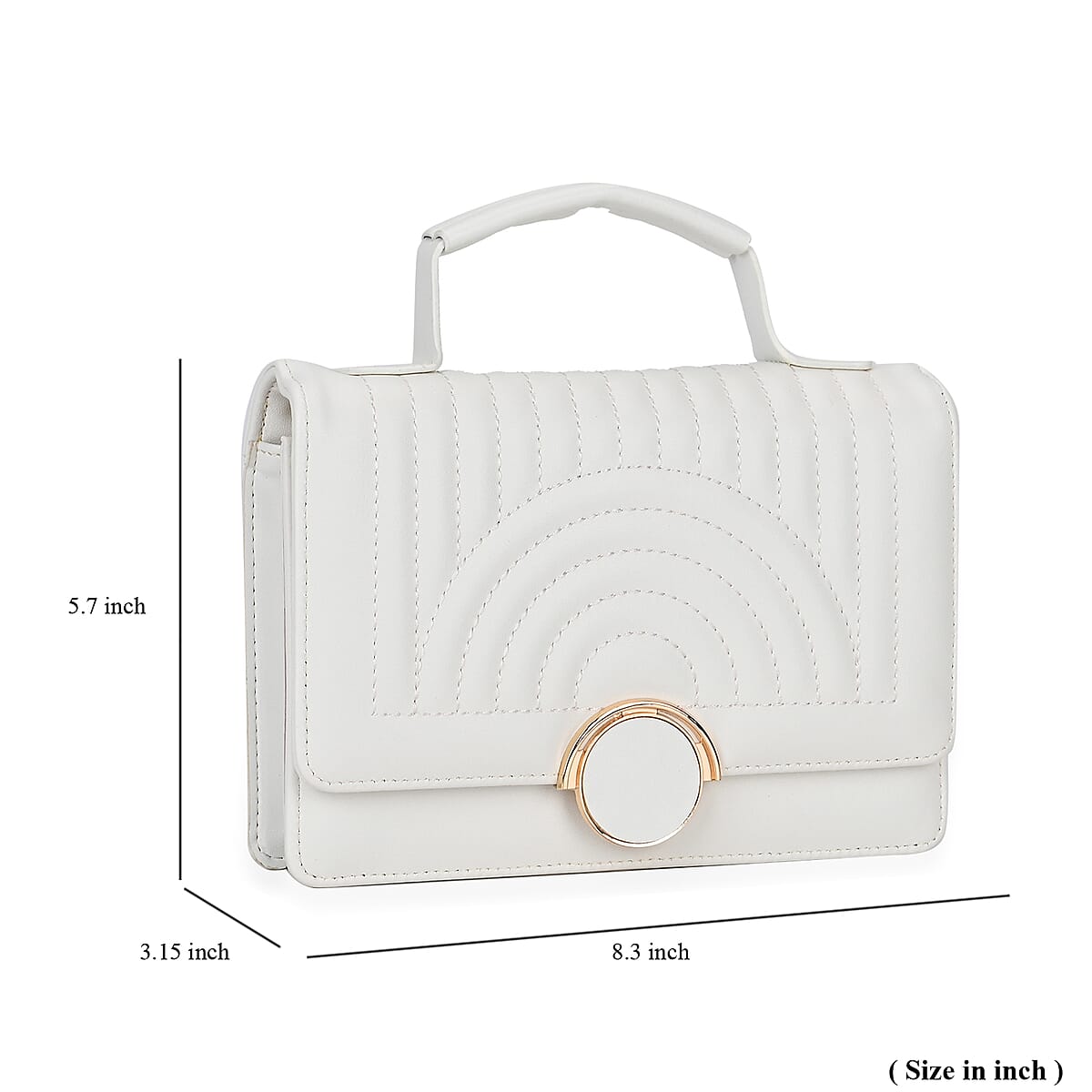 White Faux Leather Crossbody Bag with Shoulder Strap 47 Inches image number 6