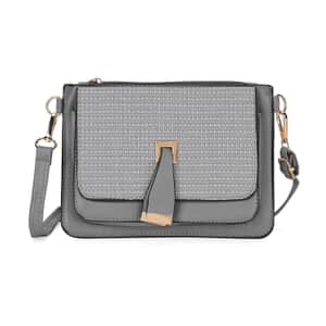 2in 1 Gray Faux Leather Crossbody Bag and Belt Bag with Strap