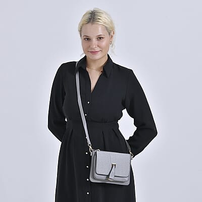 2in 1 Gray Faux Leather Crossbody Bag and Belt Bag with Strap