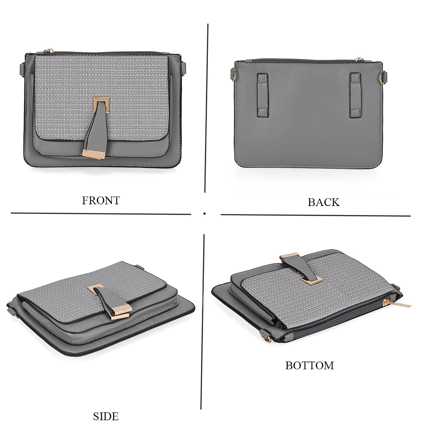 2in 1 Gray Faux Leather Crossbody Bag and Belt Bag with Strap