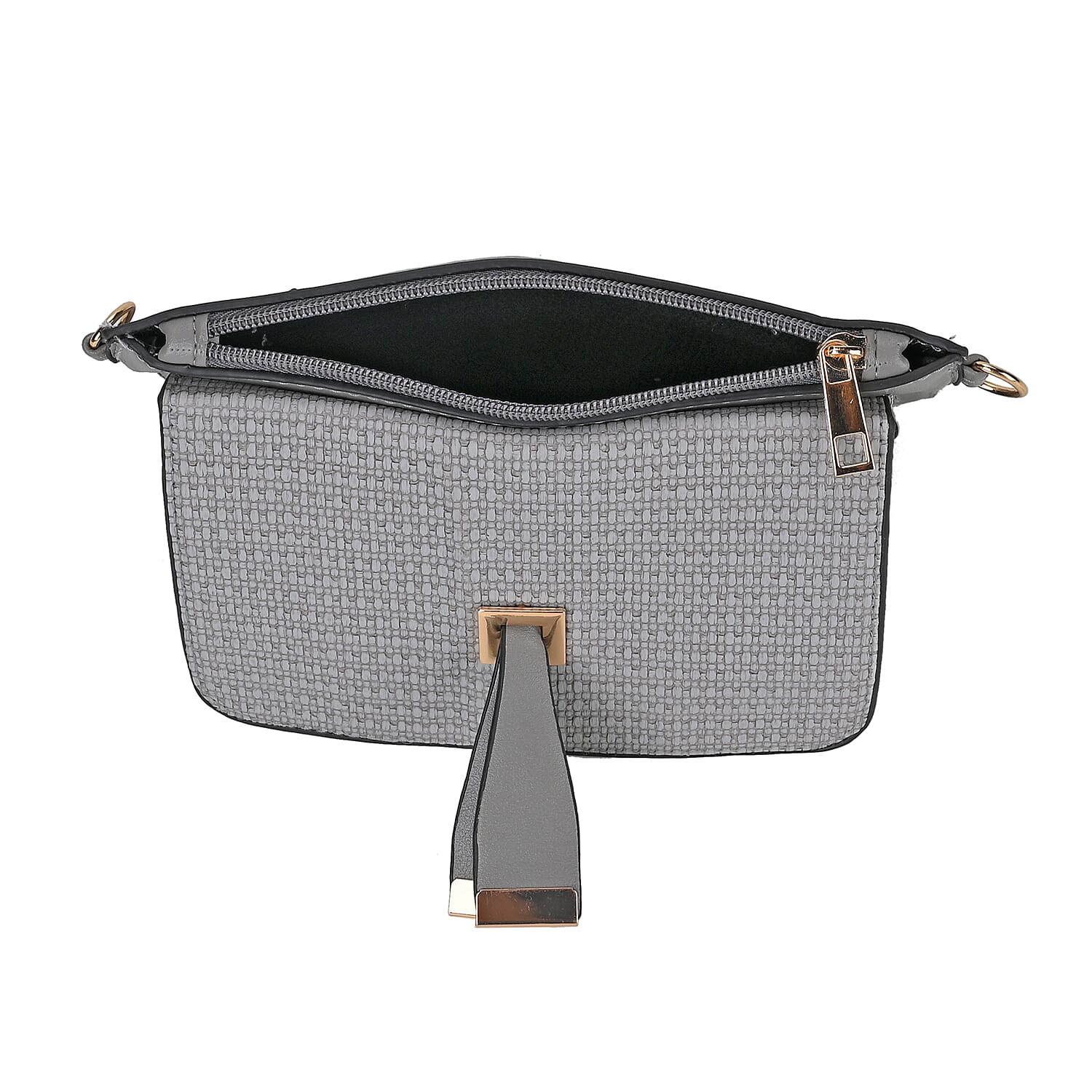 2in 1 Gray Faux Leather Crossbody Bag and Belt Bag with Strap