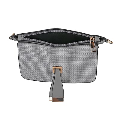 2in 1 Gray Faux Leather Crossbody Bag and Belt Bag with Strap