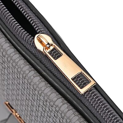 2in 1 Gray Faux Leather Crossbody Bag and Belt Bag with Strap