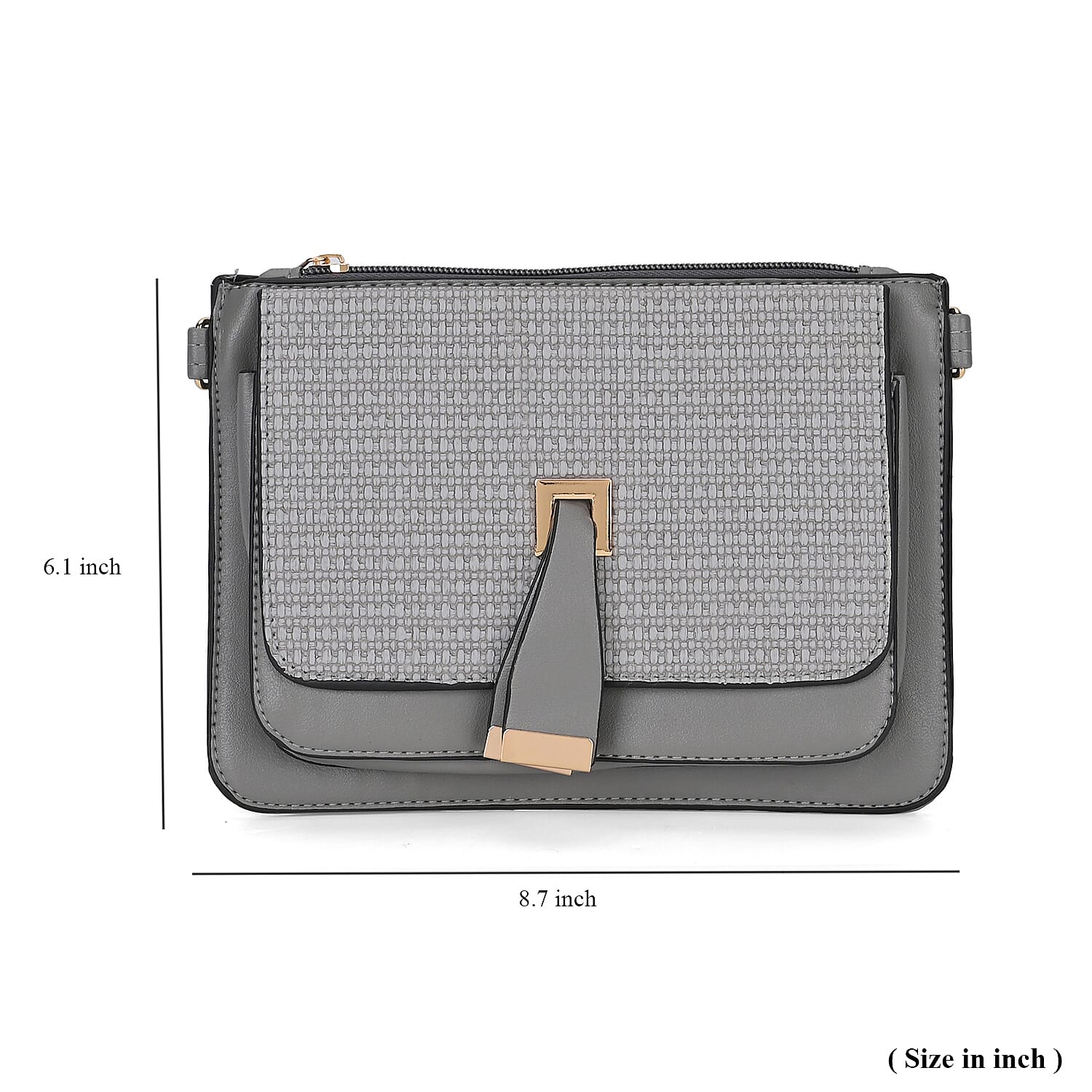 2in 1 Gray Faux Leather Crossbody Bag and Belt Bag with Strap