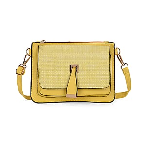 2in 1 Yellow Faux Leather Crossbody Bag and Belt Bag with Strap
