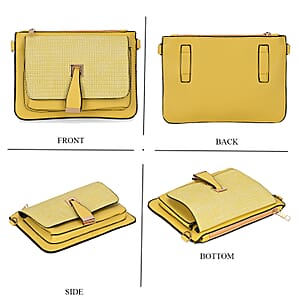 2in 1 Yellow Faux Leather Crossbody Bag and Belt Bag with Strap