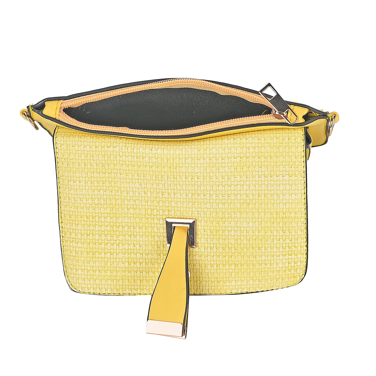 2in 1 Yellow Faux Leather Crossbody Bag and Belt Bag with Strap image number 4
